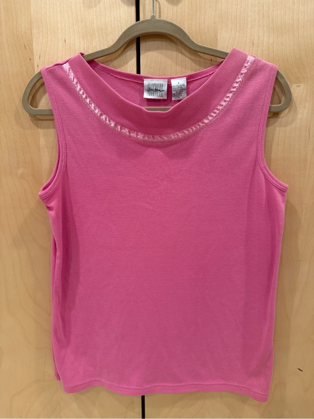 jason maxwell Pink Sleeveless Knit Tank with Trim